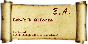 Babák Alfonza névjegykártya
